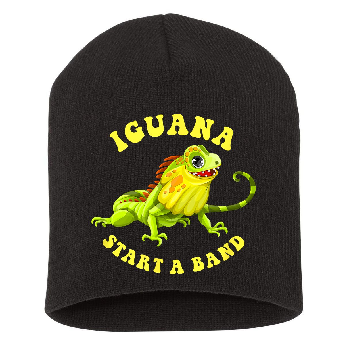 Iguana Start A Band Play On Words Pun Short Acrylic Beanie