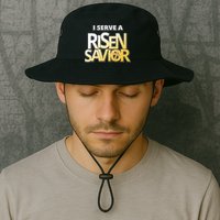 I Serve A Risen Savior Christian Faith Bucket Hat