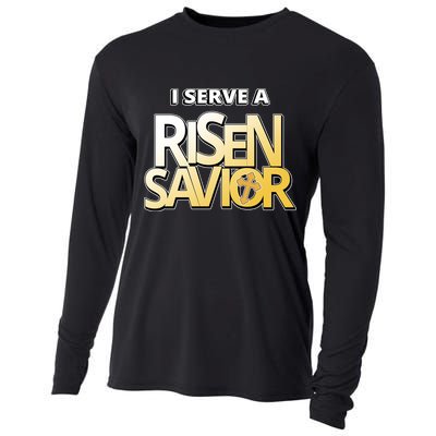 I Serve A Risen Savior Christian Faith Cooling Performance Long Sleeve Crew