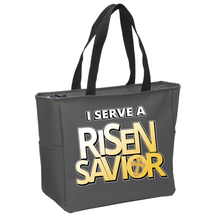 I Serve A Risen Savior Christian Faith Zip Tote Bag