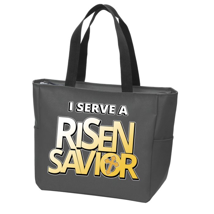 I Serve A Risen Savior Christian Faith Zip Tote Bag