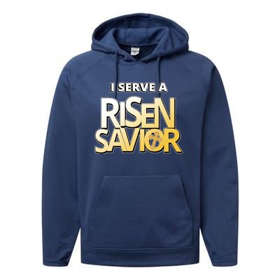 I Serve A Risen Savior Christian Faith Performance Fleece Hoodie