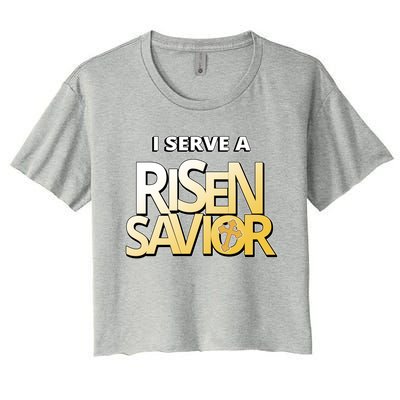 I Serve A Risen Savior Christian Faith Women's Crop Top Tee