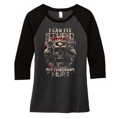 ICanFix Stupid But It's Gonna Hurt Cool Skull (On Back) Women's Tri-Blend 3/4-Sleeve Raglan Shirt