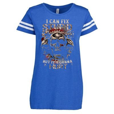 ICanFix Stupid But It's Gonna Hurt Cool Skull (On Back) Enza Ladies Jersey Football T-Shirt