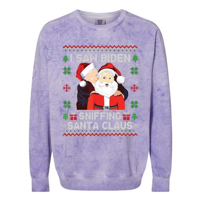 I Saw Biden Sniffing Santa Claus Colorblast Crewneck Sweatshirt