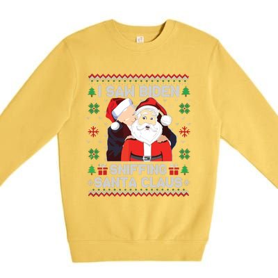 I Saw Biden Sniffing Santa Claus Premium Crewneck Sweatshirt