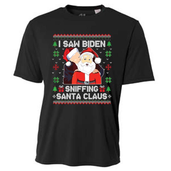 I Saw Biden Sniffing Santa Claus Cooling Performance Crew T-Shirt