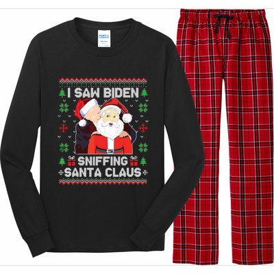 I Saw Biden Sniffing Santa Claus Long Sleeve Pajama Set