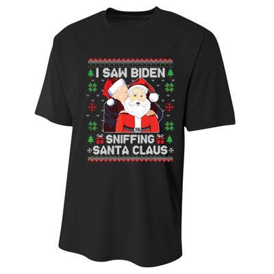 I Saw Biden Sniffing Santa Claus Performance Sprint T-Shirt