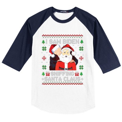 I Saw Biden Sniffing Santa Claus Baseball Sleeve Shirt