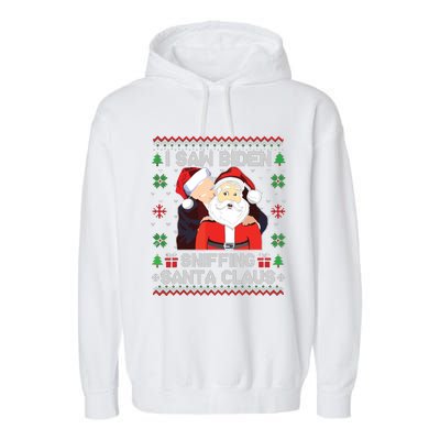 I Saw Biden Sniffing Santa Claus Garment-Dyed Fleece Hoodie