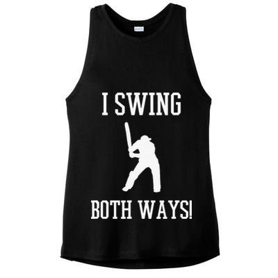 I Swing Both Ways Cricket With An Axe Bisexual LGBT Pride Ladies PosiCharge Tri-Blend Wicking Tank