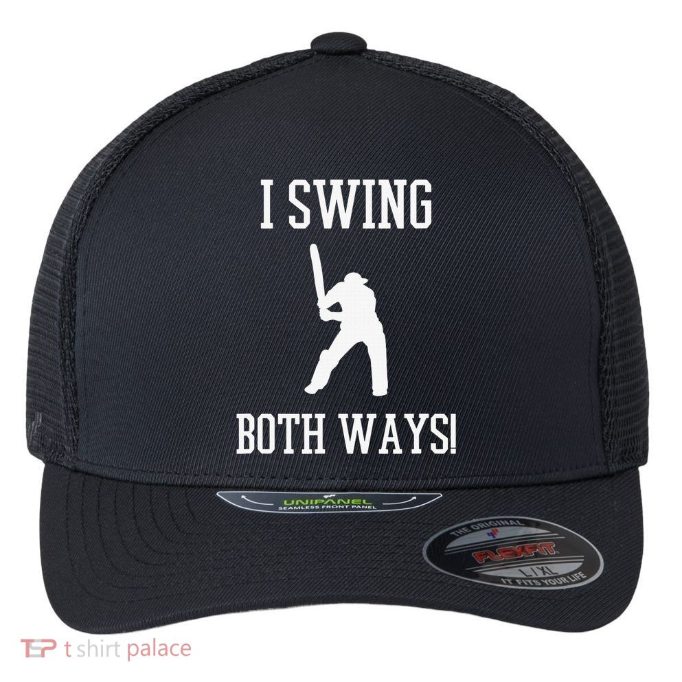 I Swing Both Ways Cricket With An Axe Bisexual LGBT Pride Flexfit Unipanel Trucker Cap