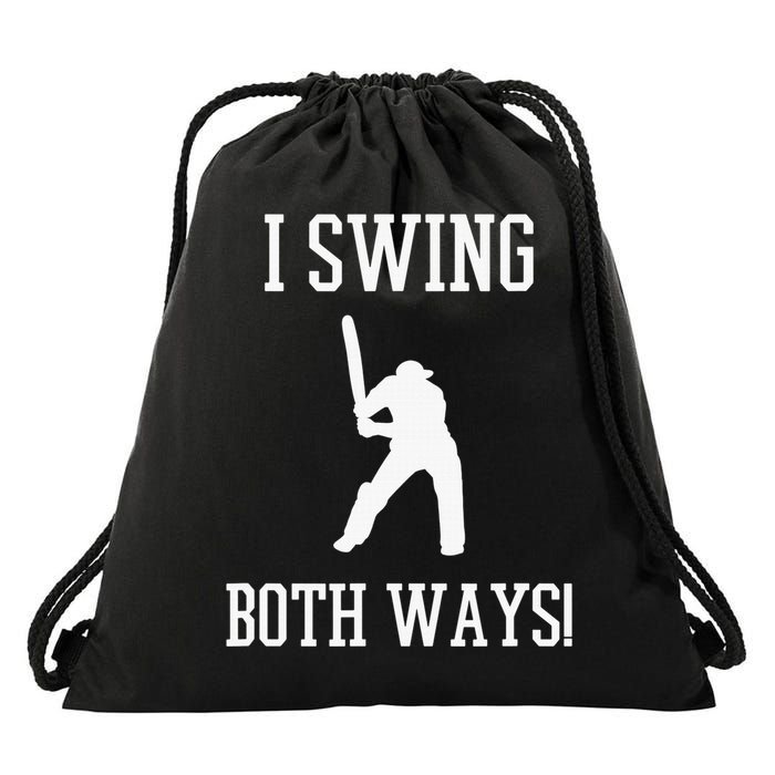 I Swing Both Ways Cricket With An Axe Bisexual LGBT Pride Drawstring Bag
