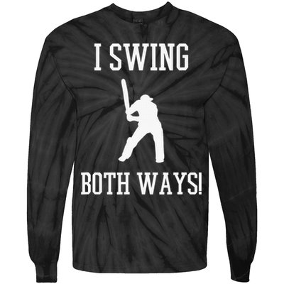 I Swing Both Ways Cricket With An Axe Bisexual LGBT Pride Tie-Dye Long Sleeve Shirt