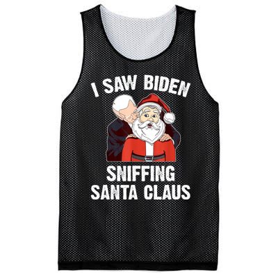 I Saw Biden Sniffing Santa Claus Funny Joe Biden Gift Mesh Reversible Basketball Jersey Tank