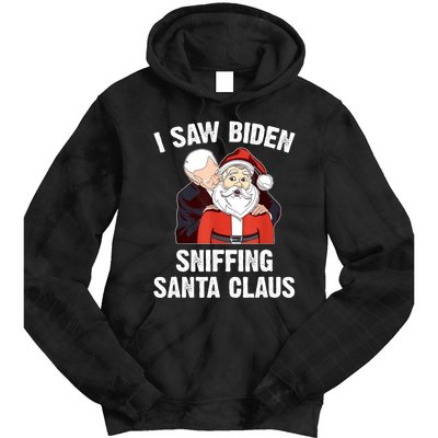 I Saw Biden Sniffing Santa Claus Funny Joe Biden Gift Tie Dye Hoodie