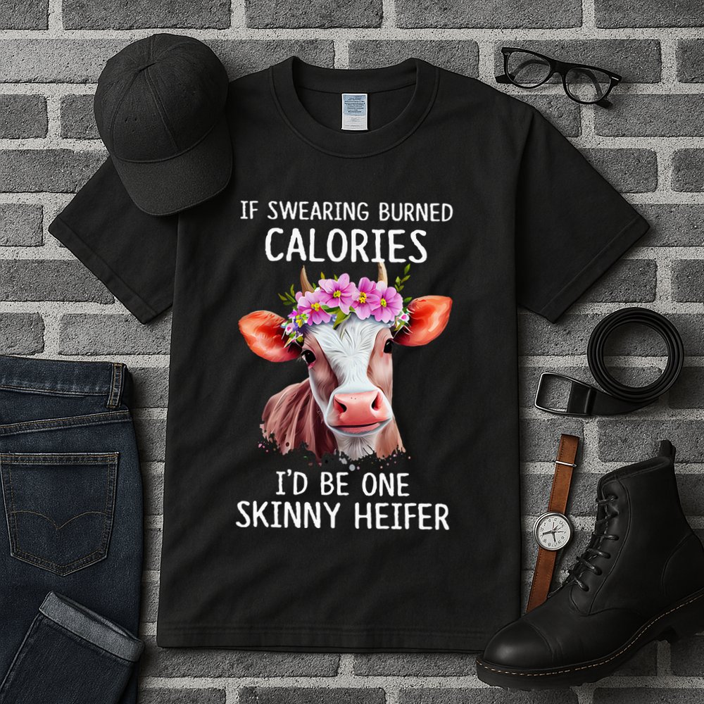 If Swearing Burned Calories I’D Be One Skinny Heifer Tall T-Shirt
