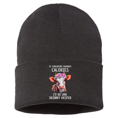If Swearing Burned Calories I’D Be One Skinny Heifer Sustainable Knit Beanie