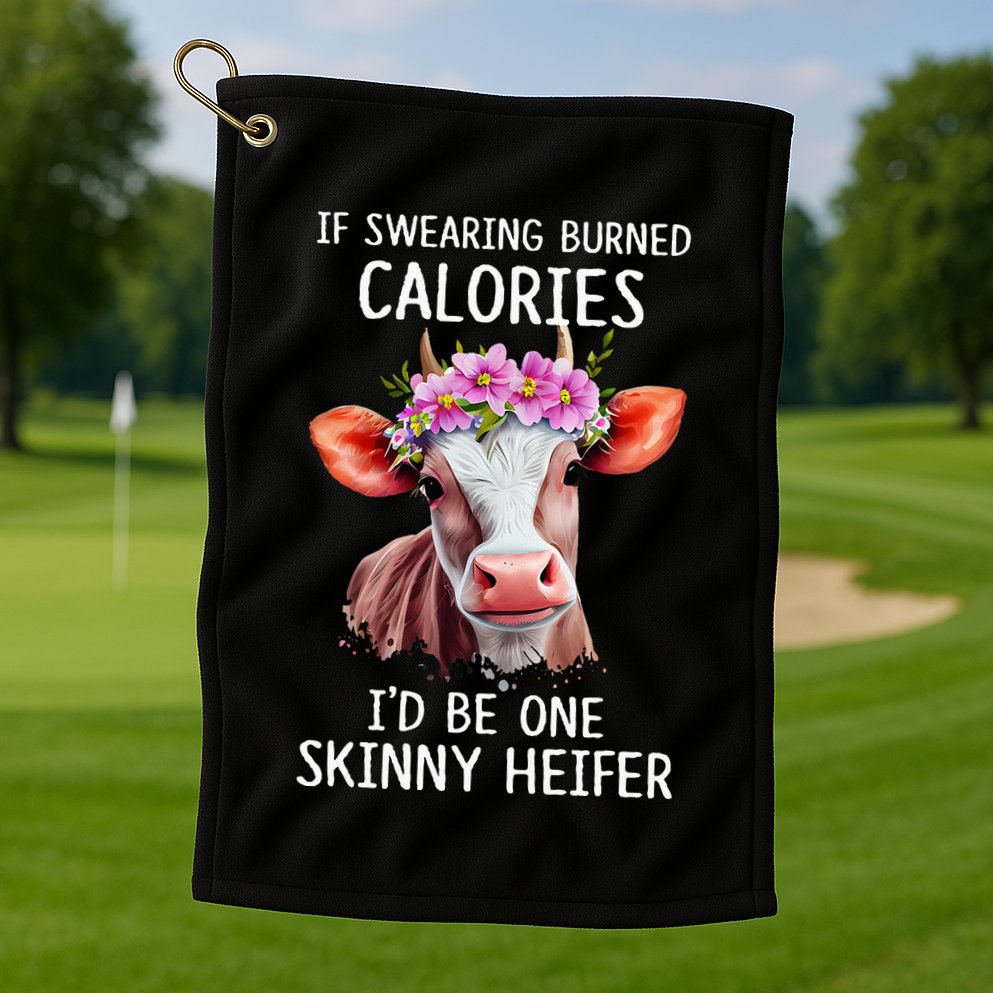 If Swearing Burned Calories I’D Be One Skinny Heifer Golf Towel