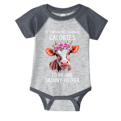 If Swearing Burned Calories I’D Be One Skinny Heifer Infant Baby Jersey Bodysuit