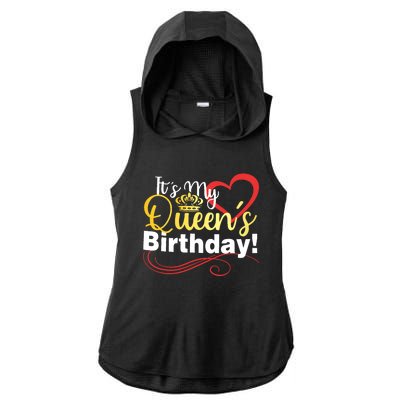 In September Birthday Queens Are Born Ladies PosiCharge Tri-Blend Wicking Draft Hoodie Tank