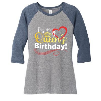 In September Birthday Queens Are Born Women's Tri-Blend 3/4-Sleeve Raglan Shirt