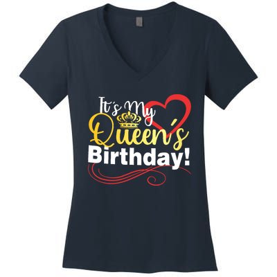 In September Birthday Queens Are Born Women's V-Neck T-Shirt