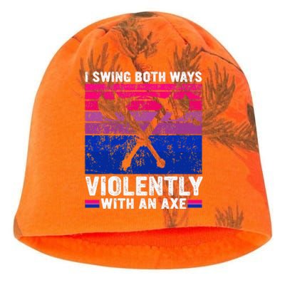 I Swing Both Ways Violently With An Axe Bisexual Pride LGBTQ Kati - Camo Knit Beanie