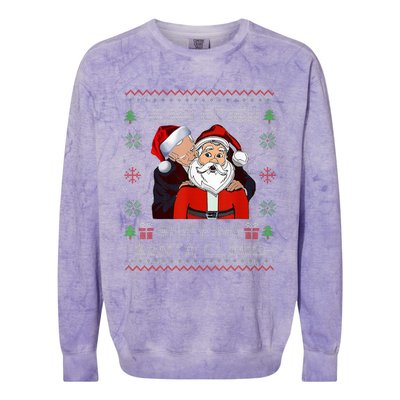 I Saw Biden Sniffing Santa Claus Funny Biden Ugly Xmas  Colorblast Crewneck Sweatshirt