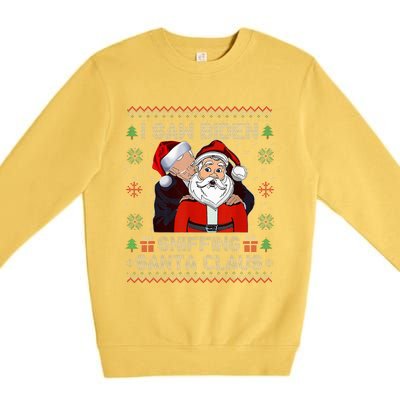 I Saw Biden Sniffing Santa Claus Funny Biden Ugly Xmas  Premium Crewneck Sweatshirt