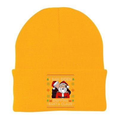 I Saw Biden Sniffing Santa Claus Funny Biden Ugly Xmas  Knit Cap Winter Beanie