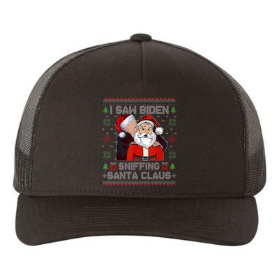 I Saw Biden Sniffing Santa Claus Funny Biden Ugly Xmas  Yupoong Adult 5-Panel Trucker Hat