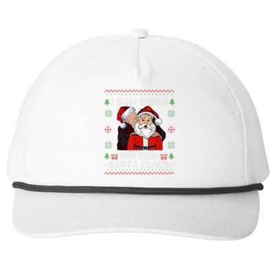 I Saw Biden Sniffing Santa Claus Funny Biden Ugly Xmas  Snapback Five-Panel Rope Hat