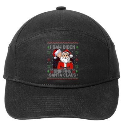 I Saw Biden Sniffing Santa Claus Funny Biden Ugly Xmas  7-Panel Snapback Hat