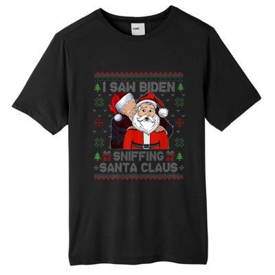 I Saw Biden Sniffing Santa Claus Funny Biden Ugly Xmas  Tall Fusion ChromaSoft Performance T-Shirt