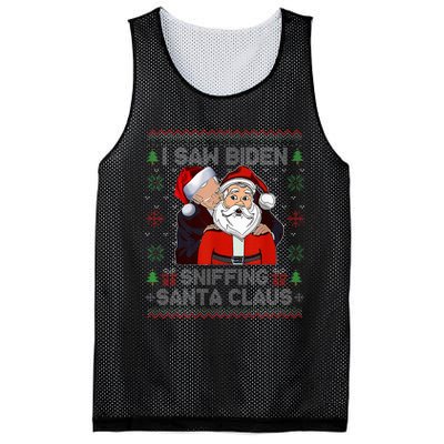 I Saw Biden Sniffing Santa Claus Funny Biden Ugly Xmas  Mesh Reversible Basketball Jersey Tank