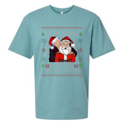 I Saw Biden Sniffing Santa Claus Funny Biden Ugly Xmas  Sueded Cloud Jersey T-Shirt