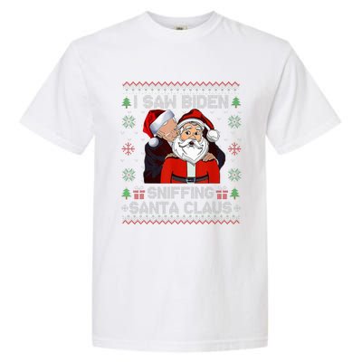 I Saw Biden Sniffing Santa Claus Funny Biden Ugly Xmas  Garment-Dyed Heavyweight T-Shirt