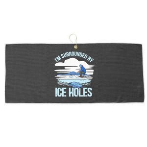 I'm Surrounded By Ice Holes Funny Ice Fishing Large Microfiber Waffle Golf Towel