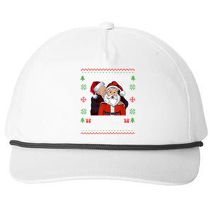 I Saw Biden Sniffing Santa Claus Funny Biden Ugly Xmas Snapback Five-Panel Rope Hat