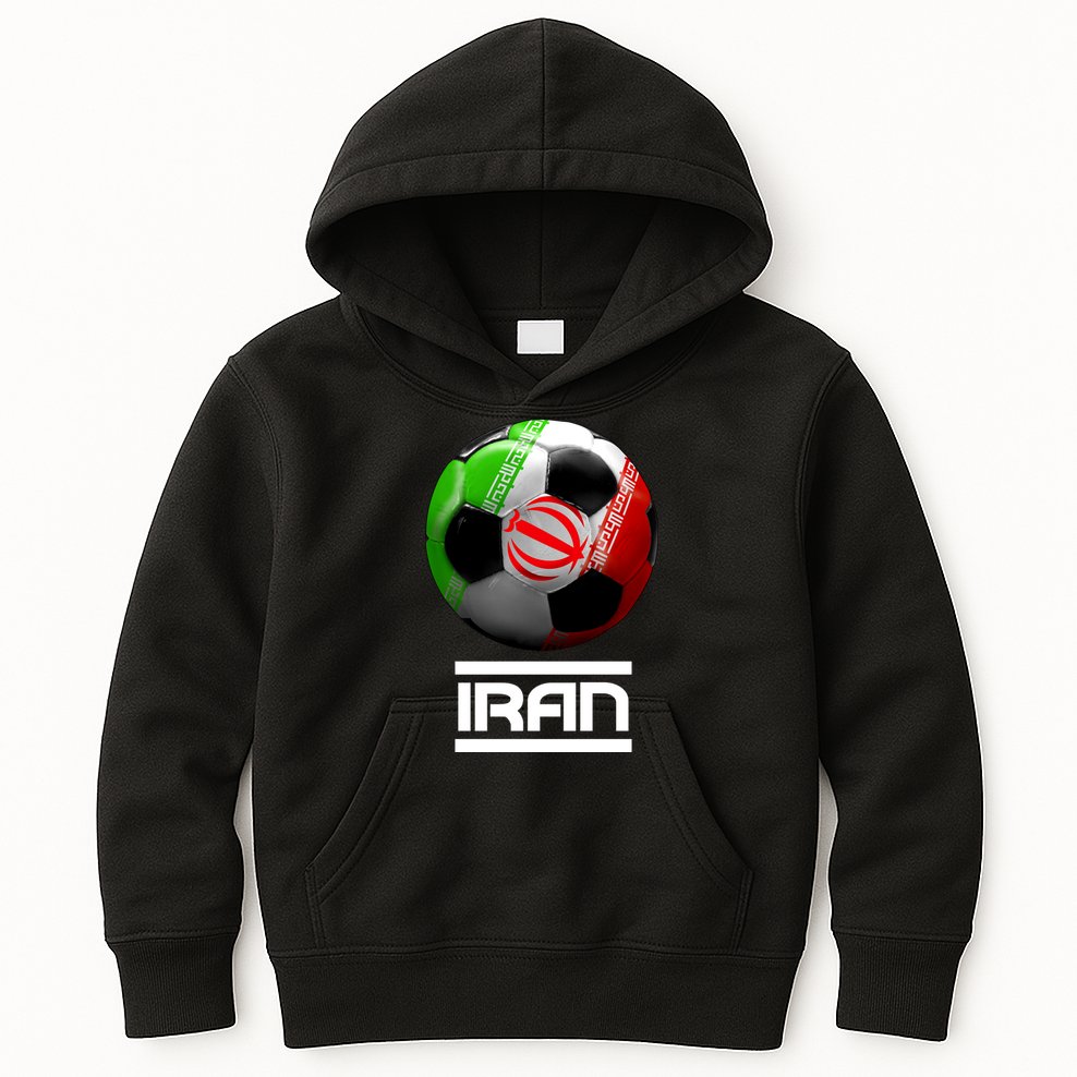 Iran Soccer Ball Kids Hoodie
