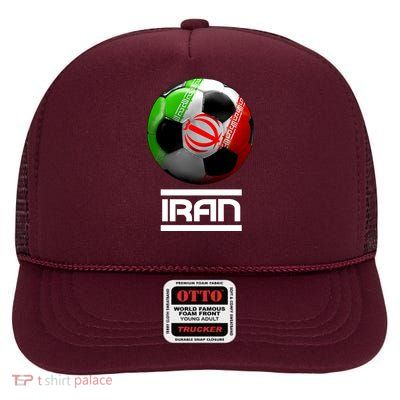 Iran Soccer Ball High Crown Mesh Back Trucker Hat