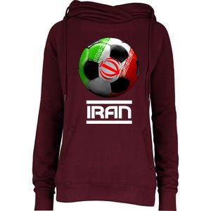 Iran Soccer Ball Womens Funnel Neck Pullover Hood