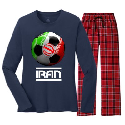 Iran Soccer Ball Women's Long Sleeve Flannel Pajama Set 