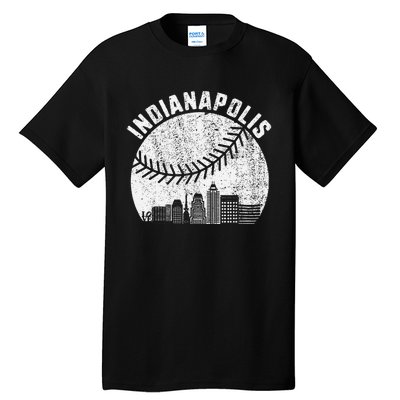 Indianapolis Skyline Baseball Fan Vintage Indiana Baseball Tall T-Shirt