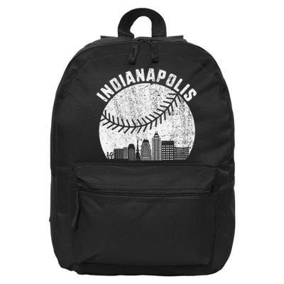 Indianapolis Skyline Baseball Fan Vintage Indiana Baseball 16 in Basic Backpack