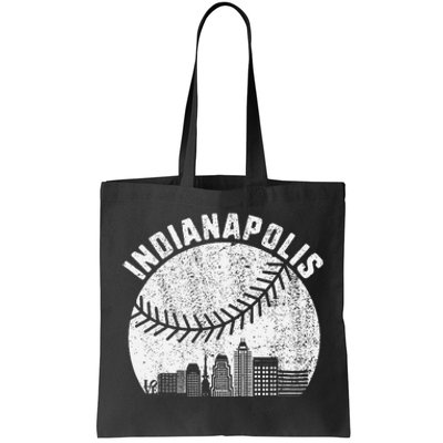 Indianapolis Skyline Baseball Fan Vintage Indiana Baseball Tote Bag