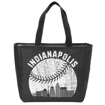 Indianapolis Skyline Baseball Fan Vintage Indiana Baseball Zip Tote Bag